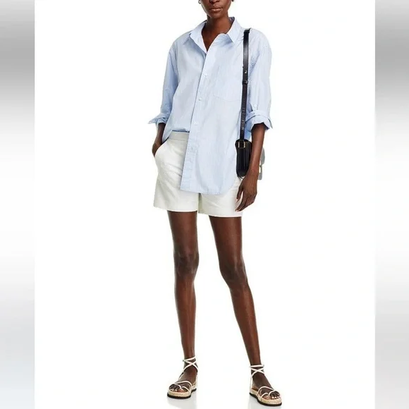 Theory Waist Tab White Seersucker Shorts size 0 xs - Picture 3 of 12